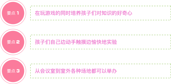 遊びながら子供達の知的好奇心を育めます 子どもたちが自分で手を動かし触りながら楽しく実験 会議室から屋外まで様々な場所で実施可能です。